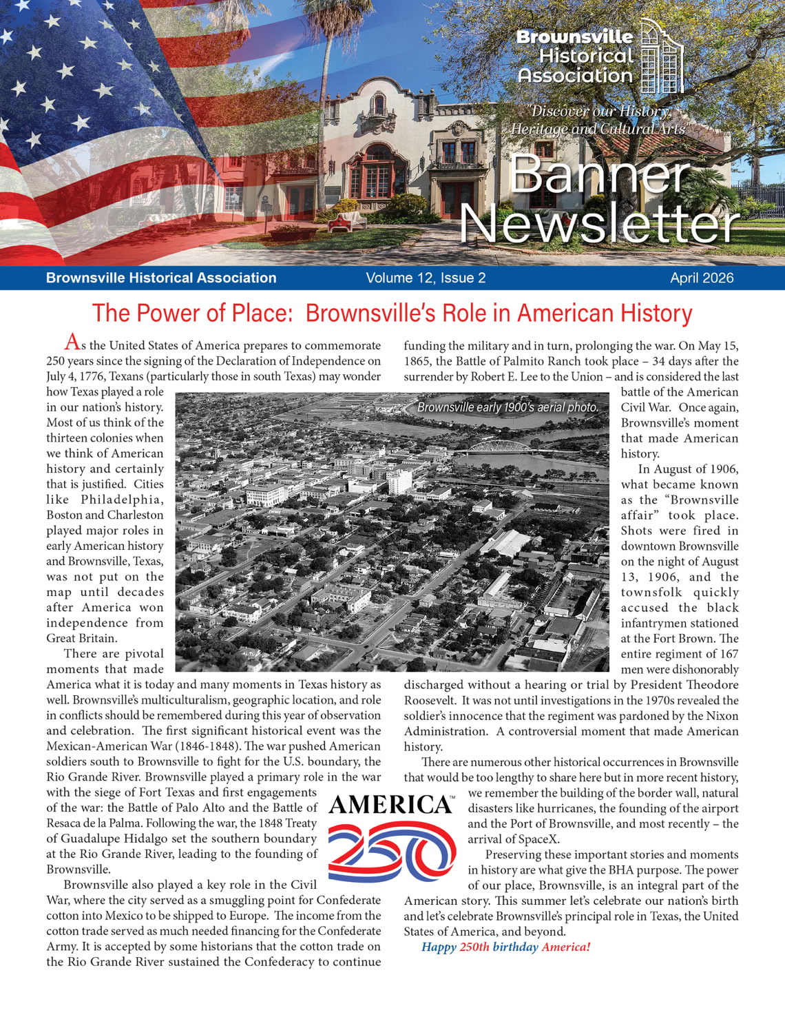 Brownsville Historical Association quarterly newsletter