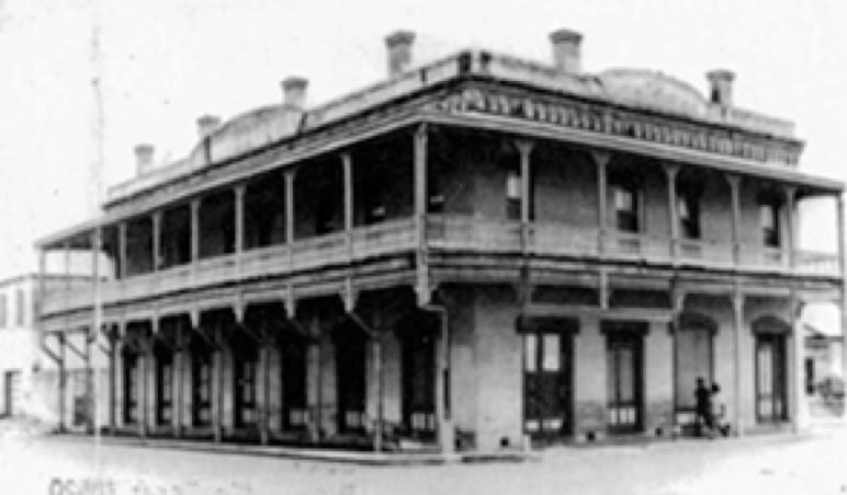 Built for Henry M. Field, this large, picturesque, two-story corner building gives a dramatic image of Old Brownsville before the turn of the 20th century.