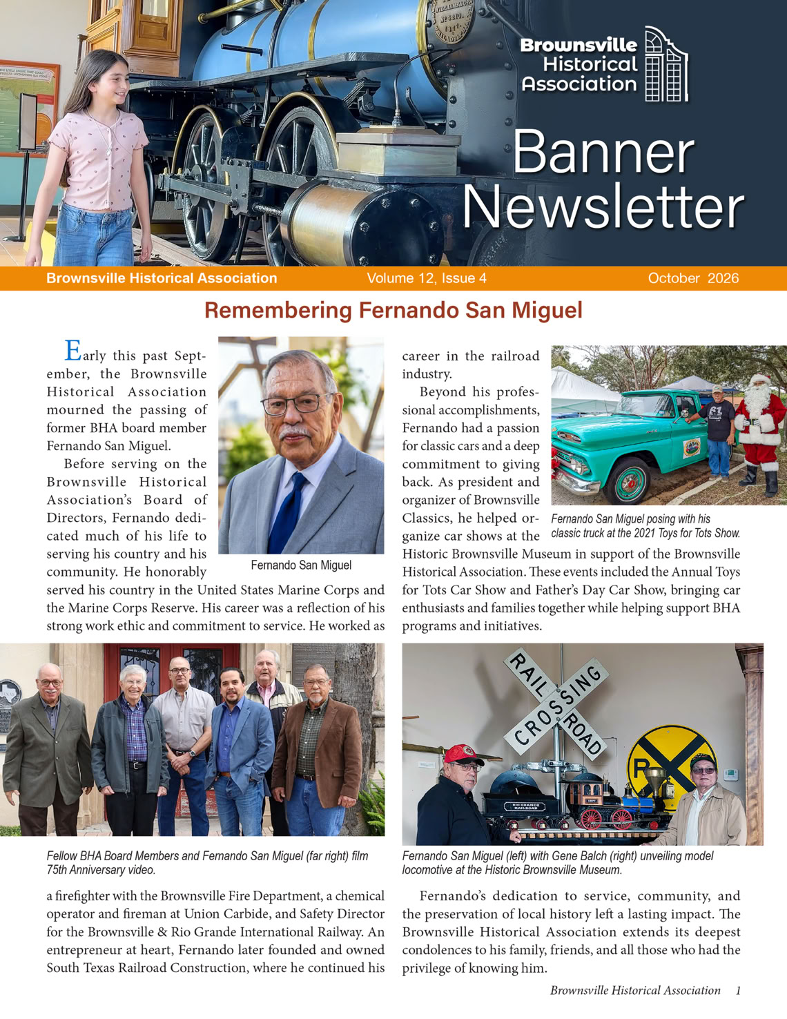 Brownsville Historical Association quarterly newsletter